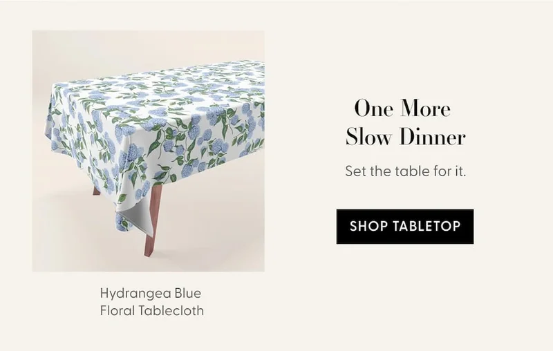 Hydrangea blue flowers, botanicals, blue and white floral Tablecloth