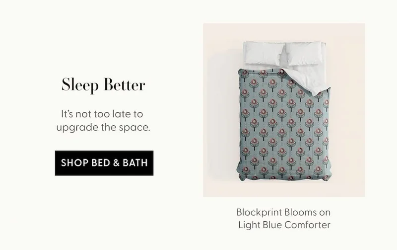 Blockprint Blooms on light blue Comforter