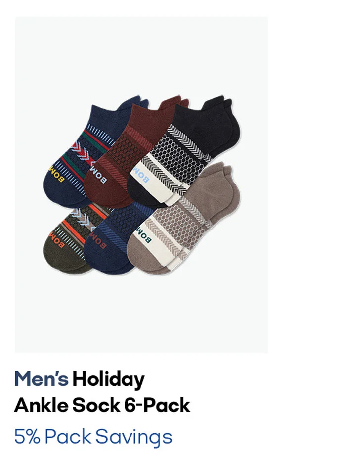 Men's Holiday Ankle Sock 6-Pack 5% Pack Savings