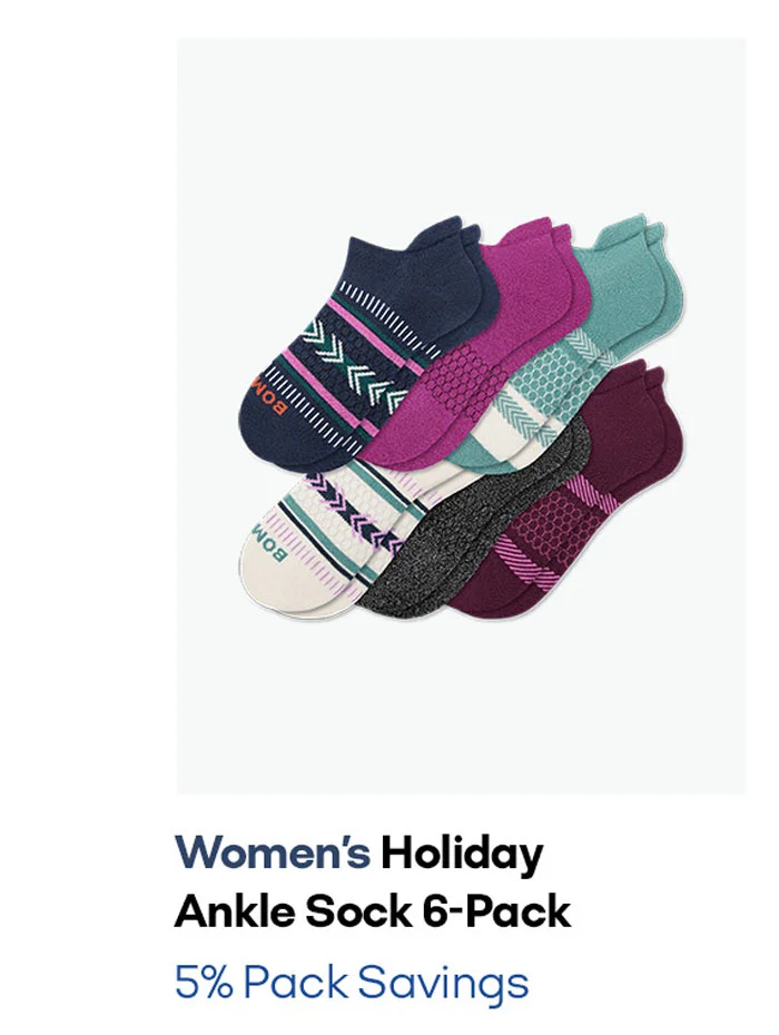 Women's Holiday Ankle Sock 6-Pack 5% Pack Savings