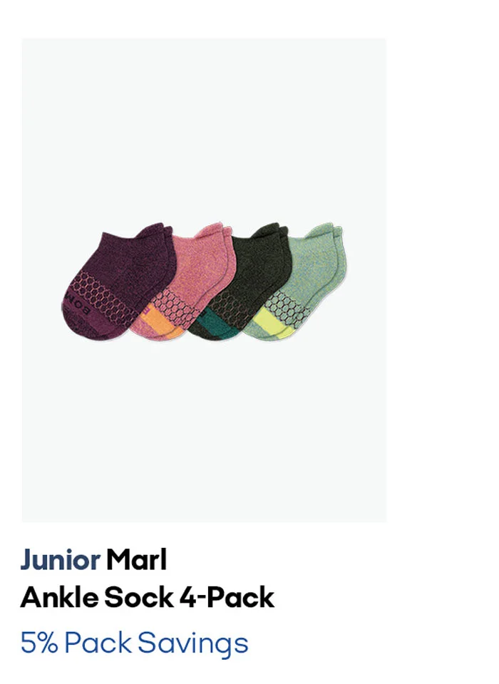 Junior Marl Ankle Sock 4-Pack 5% Pack Savings