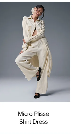 Micro Plisse Shirt Dress