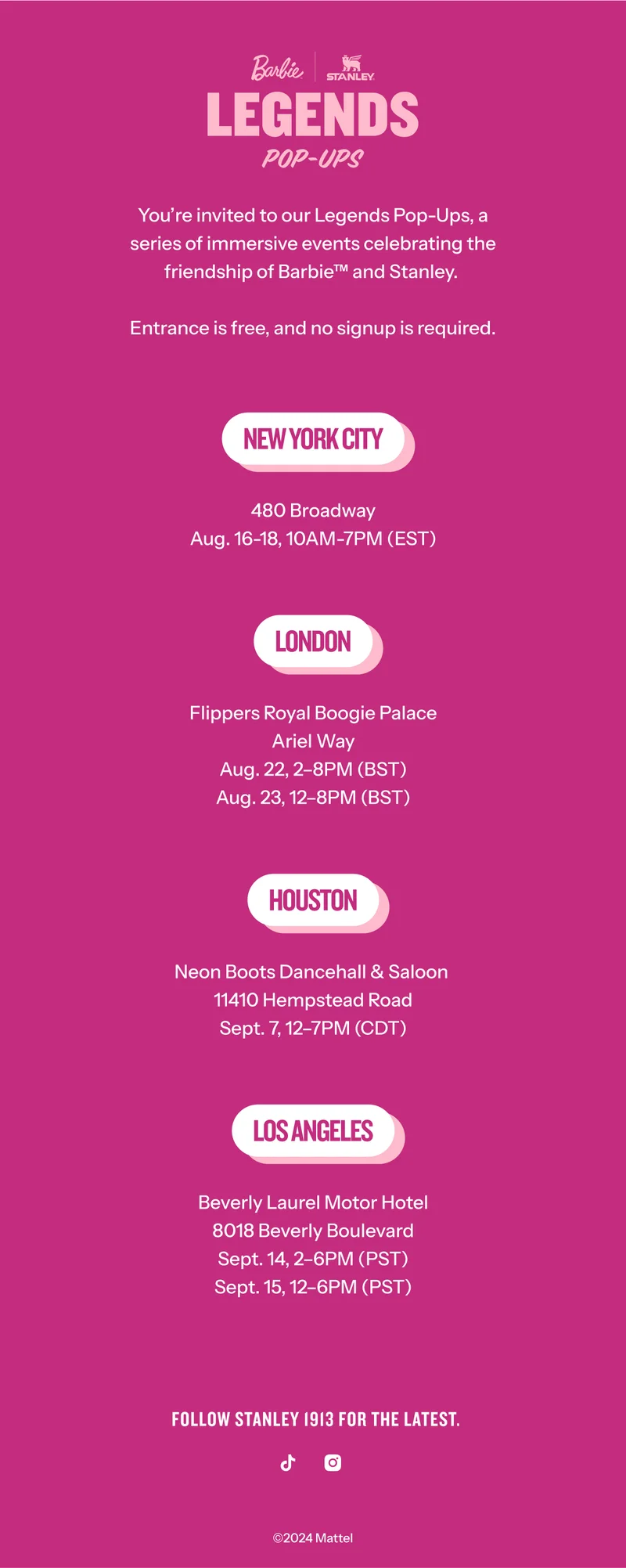 Barbie™ x Stanley Legends Pop-Ups