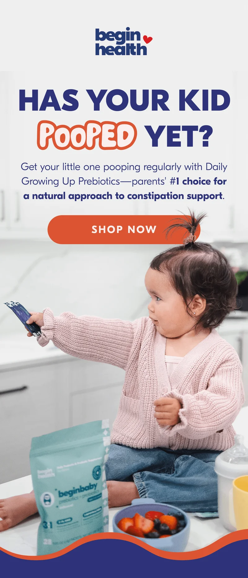 Has your kid pooped yet? Let them poop regularly with Daily Growing Up Prebiotics.