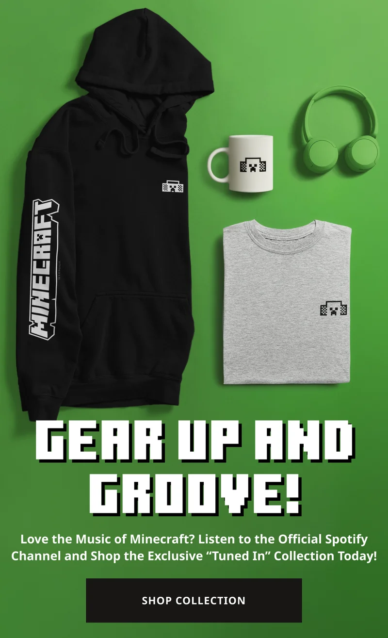 Love the Music of Minecraft? Listen to the Official Spotify Channel and Shop the Exclusive “Tuned In” Collection Today!