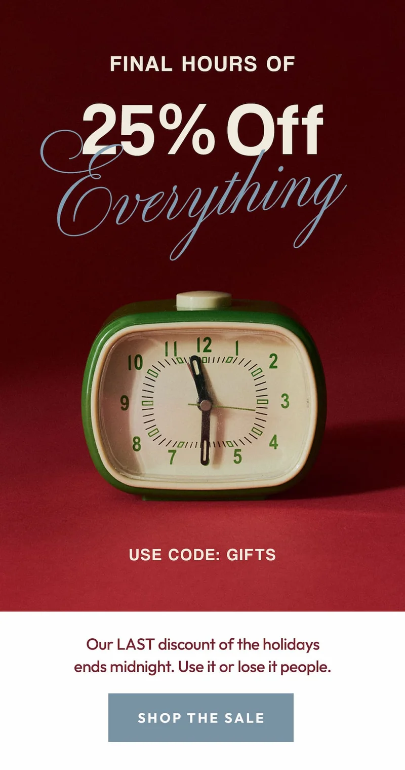 Ends midnight. Seriously.