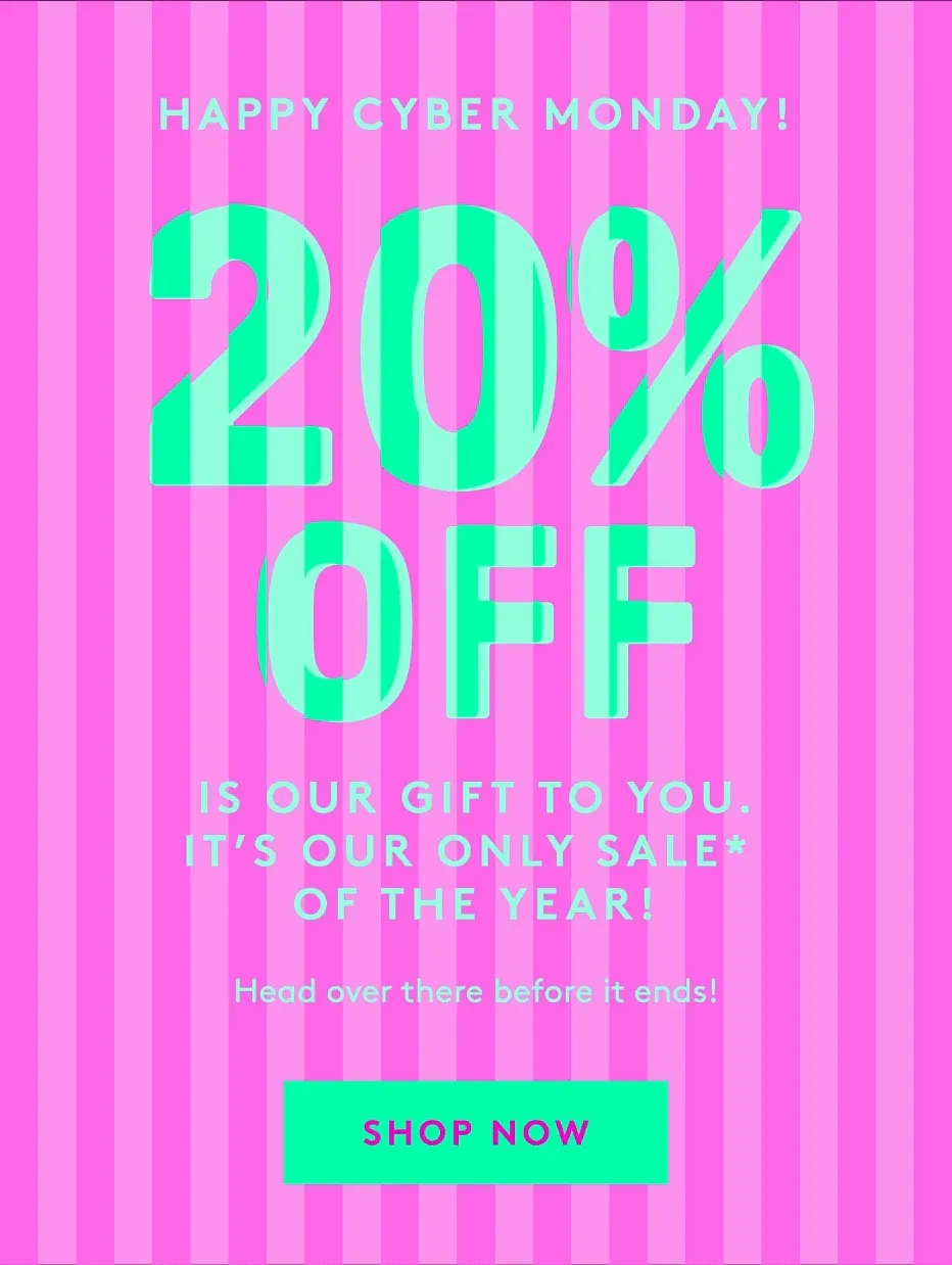 Shop 20% Off Sitewide Sale for Cyber Monday