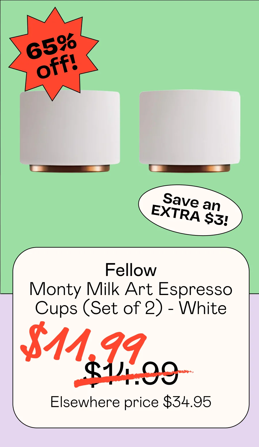 Monty Milk Art Espresso Cups (Set of 2) - White