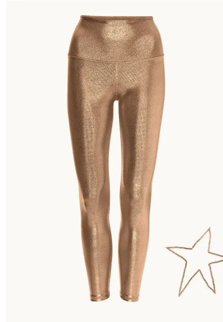 Liquid Foil Copper High Waisted Midi Legging