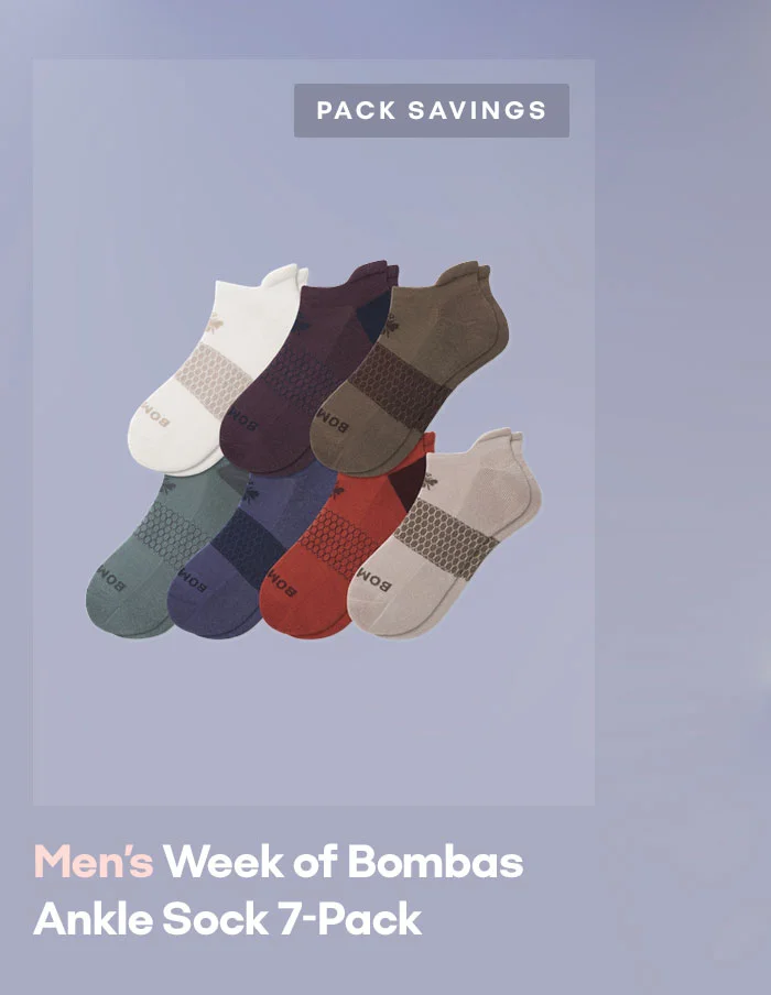 PACK SAVINGS | Men's Week of Bombas Ankle Sock 7-Pack