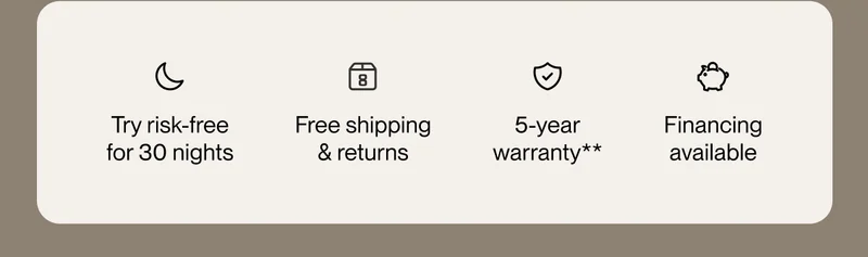 Try risk-free for 30 nights | Free shipping & returns | 5-year warranty