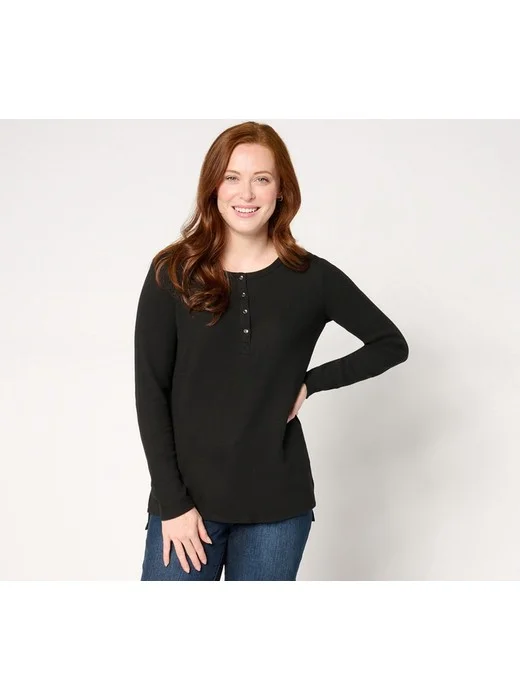 Jingle Belles by Kim Gravel Lumberjill Hi-Low Henley w/ Sparkle Snap