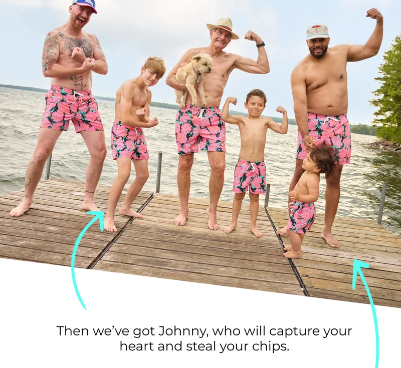 And there’s Big Ice, the guy who knows more about driving a pontoon boat than you do - wearing the Lined Classic Swim Trunk in The Bio-Luminiscents.