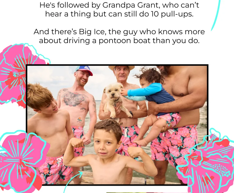 He's followed by Grandpa Grant, who can’t hear a thing but can still do 10 pull-ups.