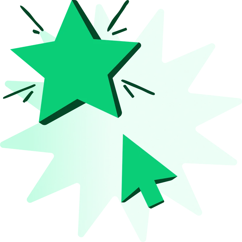 Graphic of cursor mouse clicking a star