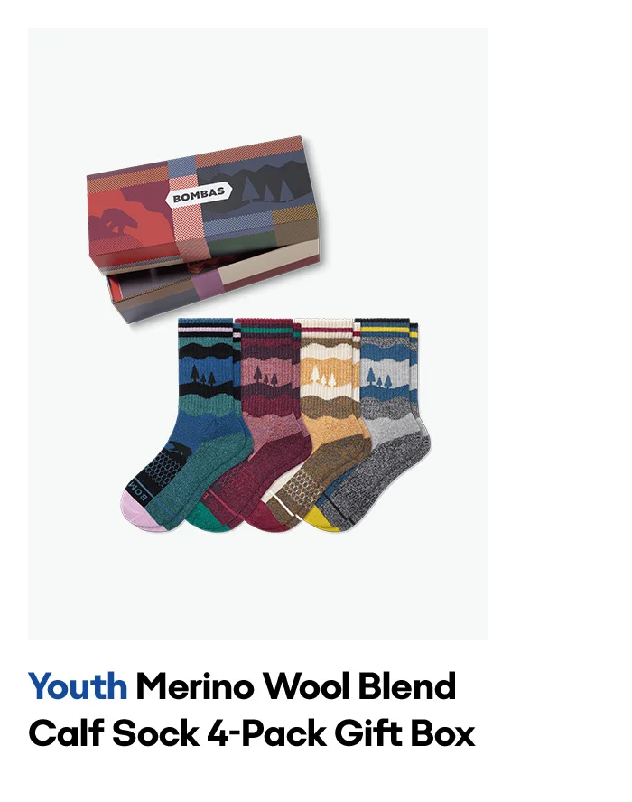 Youth Merino Wool Blend Calf Sock 4-Pack Gift Box