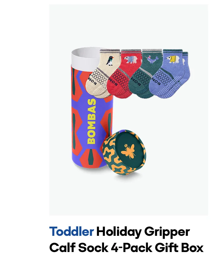 Toddler Holiday Gripper Calf Sock 4-Pack Gift Box