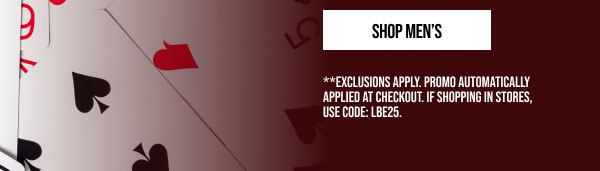 Extra 25% off Shop Men's
