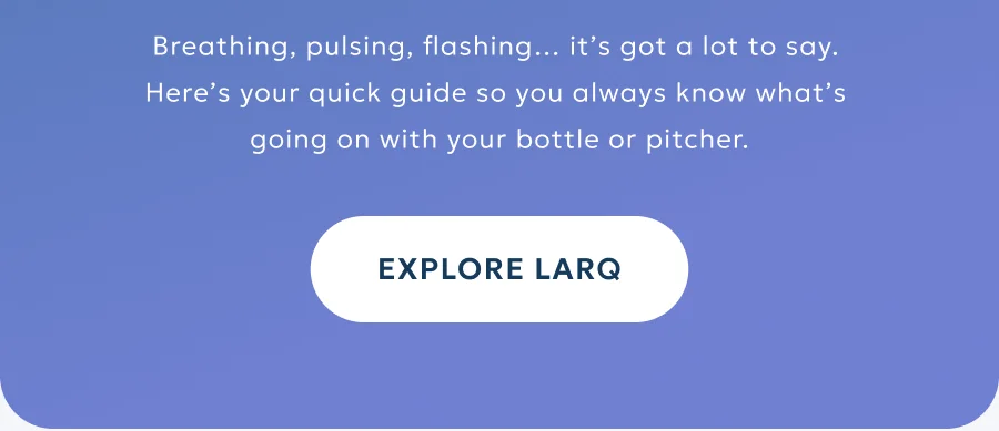 Breathing, pulsing, flashing… it’s got a lot to say.  Here’s your quick guide so you always know what’s  going on with your bottle or pitcher.