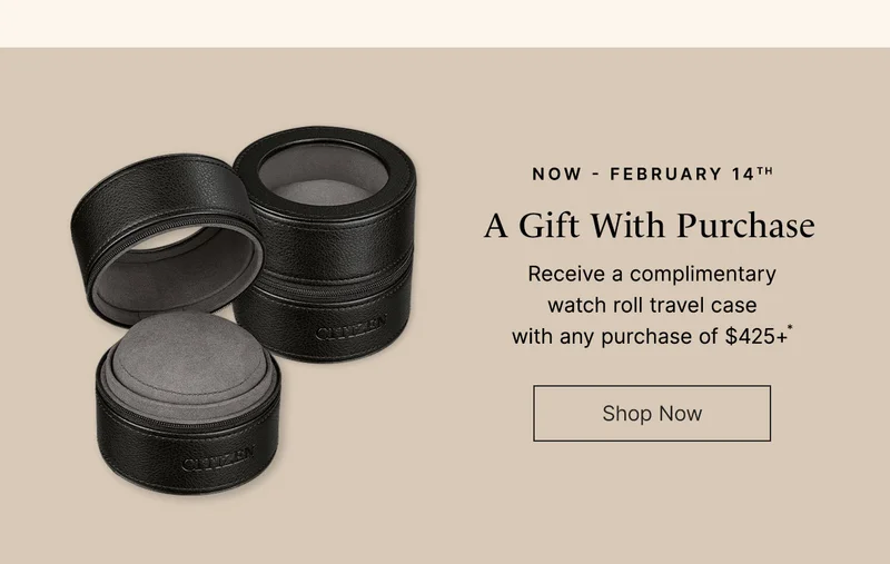 A Gift With Purchase. Receive a complimentary watch roll travel case with any purchase of $425+*