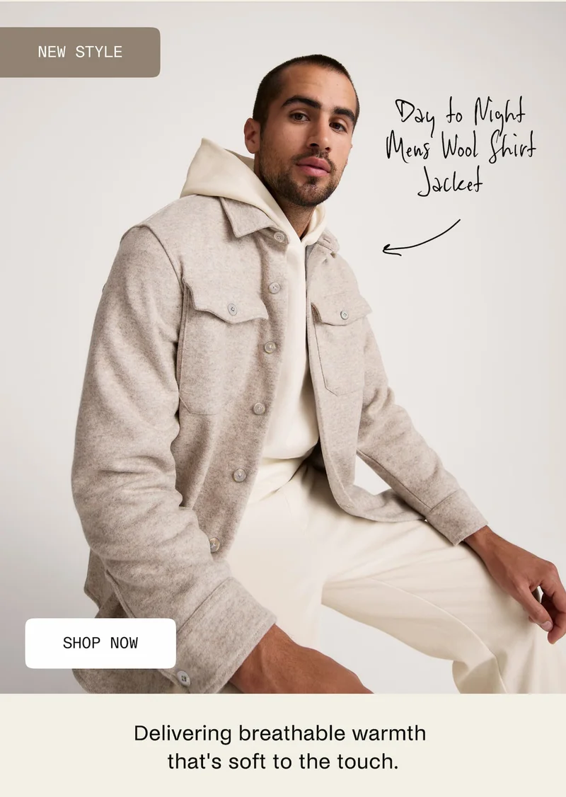 Day to Night Men's Wool Shirt Jacket in Oakstone Heather