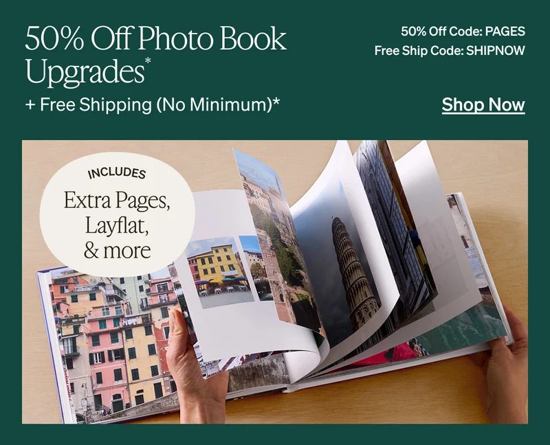 50% Off photo book pages and upgrades