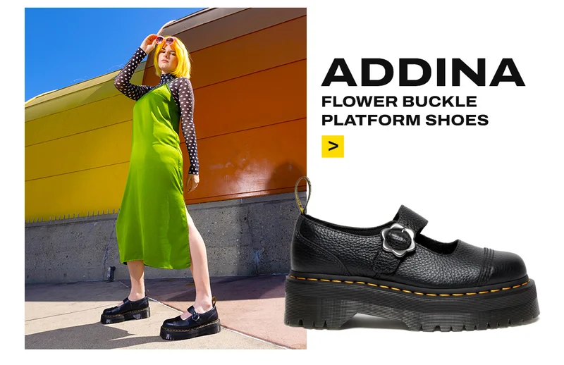 Addina Flower Buckle Leather Platform Shoes