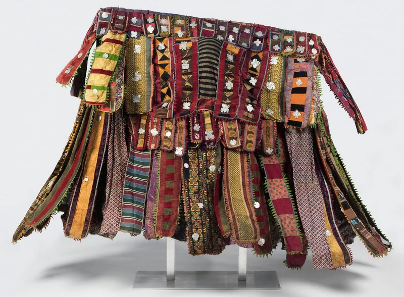 Dance costume made with colorful pieces of fabrics