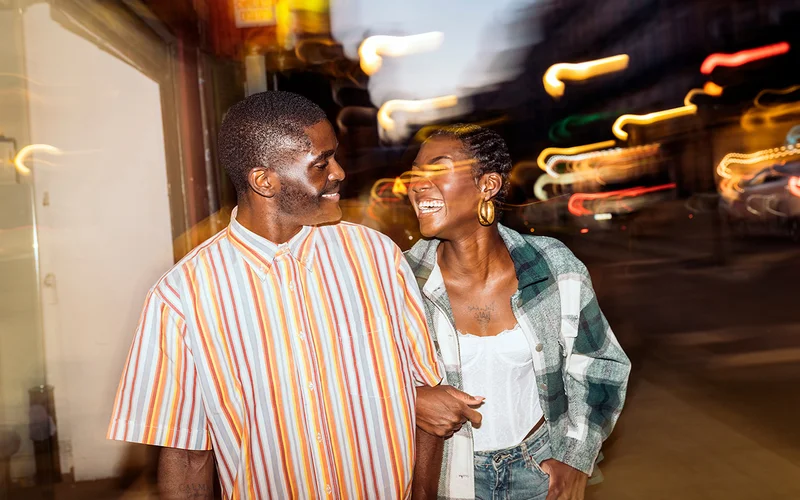 A couple walking in the street