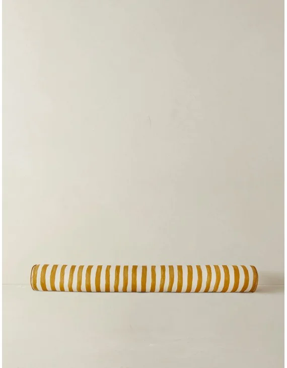 Painterly Stripe Linen Long Bolster Pillow by Sarah Sherman Samuel-Goldenrod and Ivory