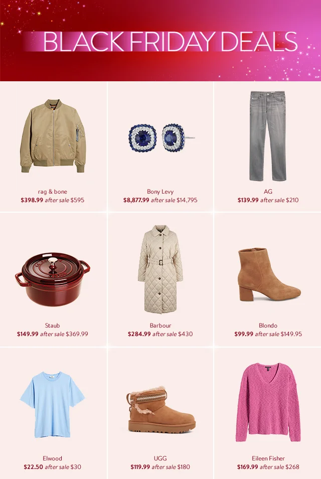 Black Friday deals. An assortment of items on sale.