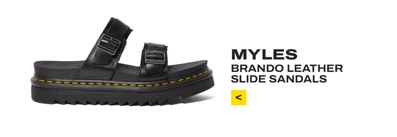 MYLES BRANDO LEATHER BUCKLE SLIDE SANDALS