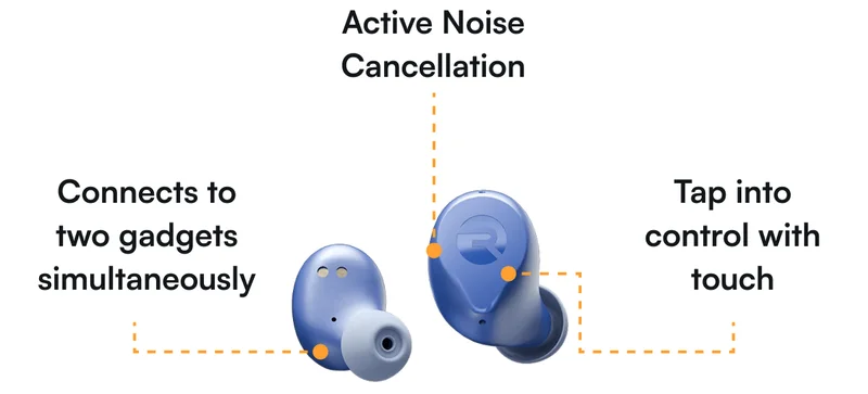 ✔️ Active Noise Cancellation ✔️ Connects to two gadgets simultaneously ✔️ Tap into control with touch