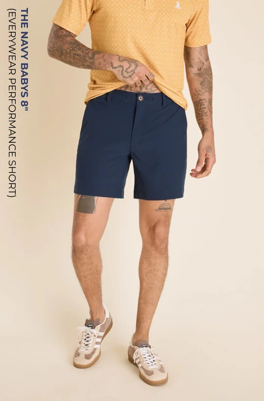 Everywear Performance Short: The Navy Babys 8"