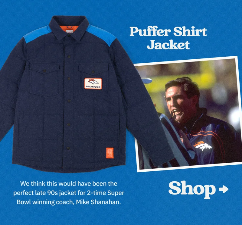 Shop Denver Broncos X Topo Designs Puffer Shirt Jacket