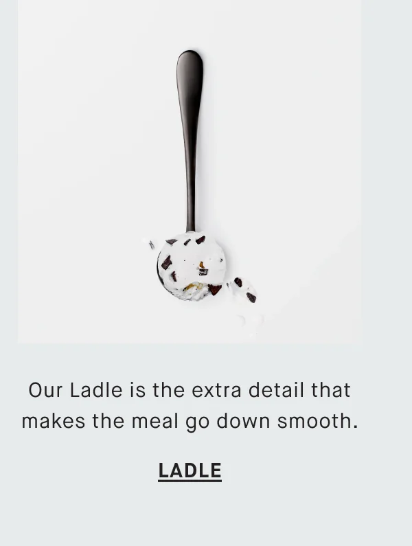 Our Ladle is the extra detail that makes the meal go down smooth. LADLE