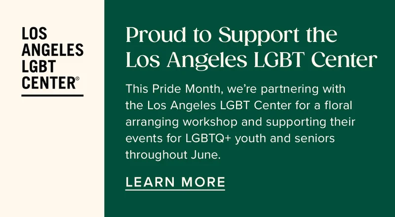 This Pride Month, we’re partnering with the Los Angeles LGBT Center for a floral arranging workshop and supporting their events for LGBTQ+ youth and seniors throughout June. LEARN MORE