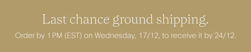last chance ground shipping. - order by 1 pm (est) on wednesday, 17/12, to receive it by 24/12.