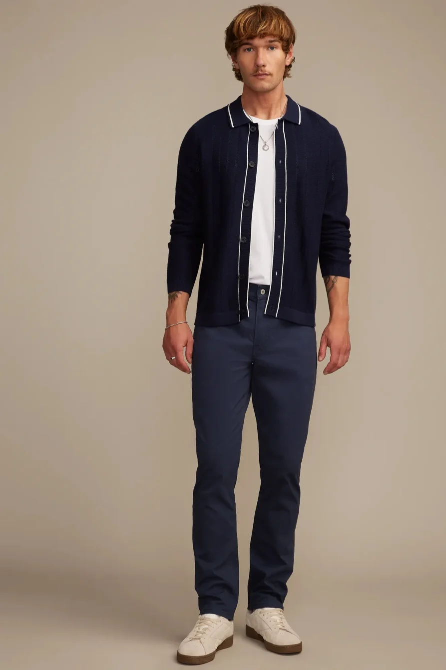 Image of Lucky Brand 223 Straight Sateen Stretch Jean - Men's Pants Denim Straight Leg Jeans in Uniform Navy Wash