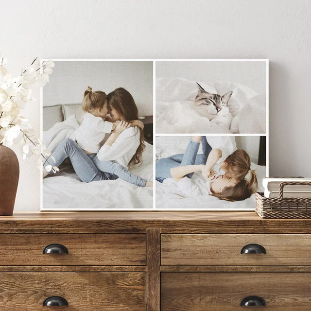 Collage print of mother and daughter.
