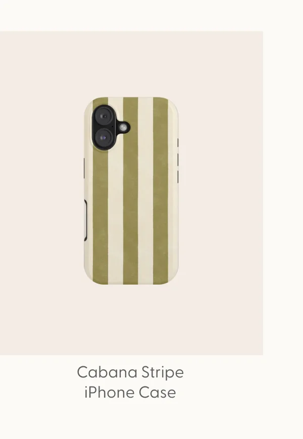 Cabana Stripe - moss green and cream iPhone Case