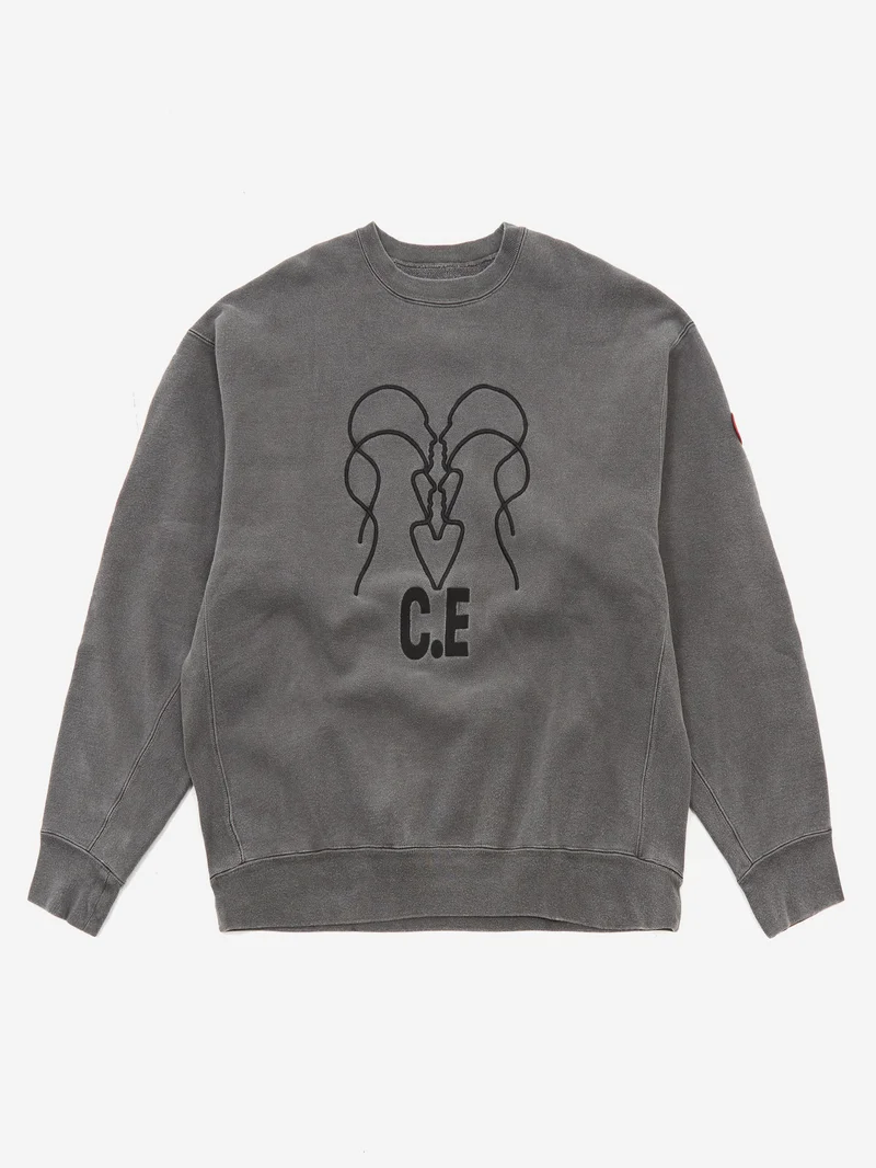 Image of C.E Cav Empt Overdye WB Headsx4 C.E Crew Neck - Charcoal
