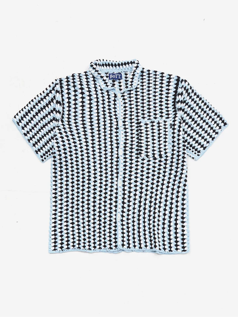 Image of BoTT Cotton Crochet Short Sleeve Shirt - Blue