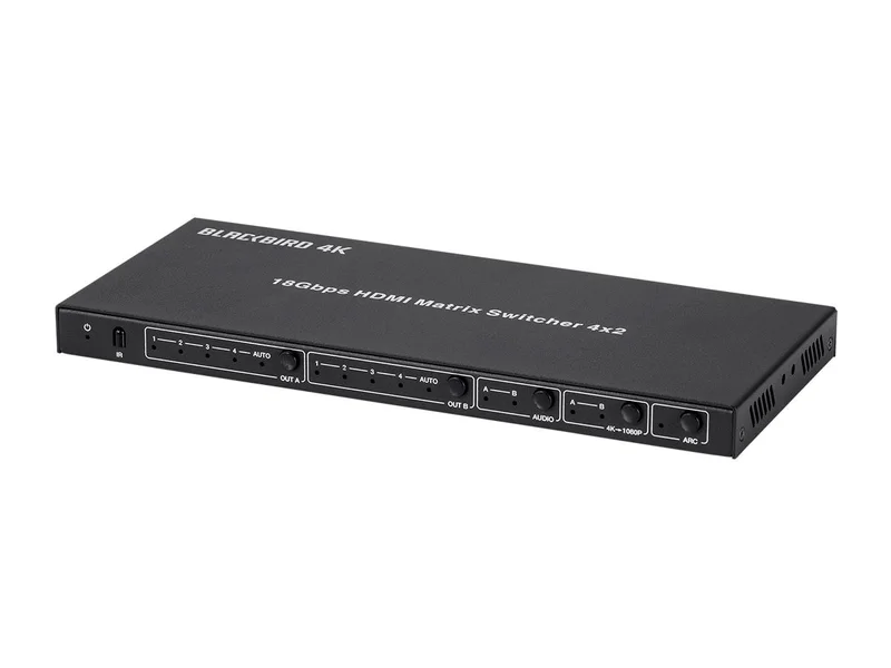 Monoprice Blackbird 4K60 4x2 Video Matrix with HDMI, Supprts Coaxial Audio, HDR, HDCP 2.2, YCbCr 4:4:4