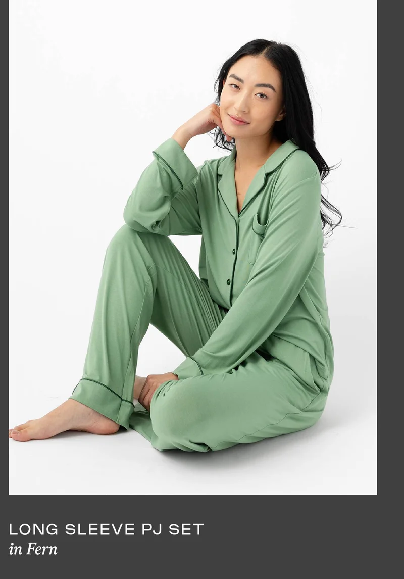 Long Sleeve PJ Set in Fern - Shop Now