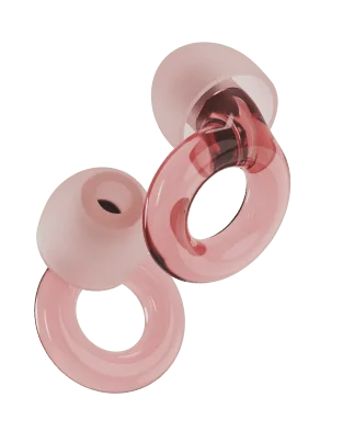 A pair of Loop Engage earplugs in Rose.