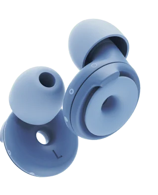 Two Loop Switch earplugs in Blue.