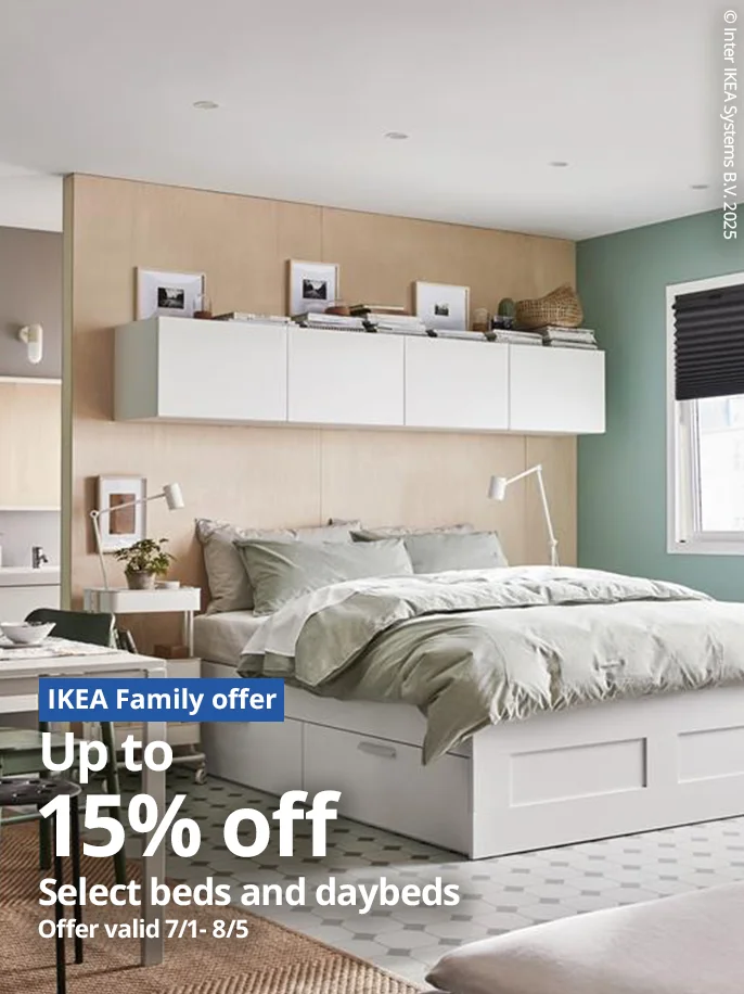IKEA Family offer Up to 15% off select beds and daybeds Offer valid 7/1 - 8/5