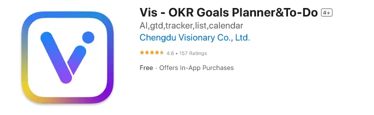 Title card for the Vis - OKR Goals Planner&To-Do app.