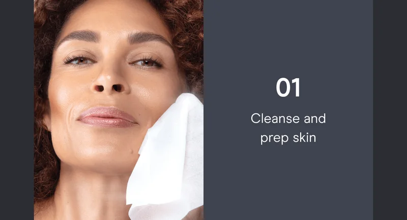1️⃣ Cleanse and prep skin
